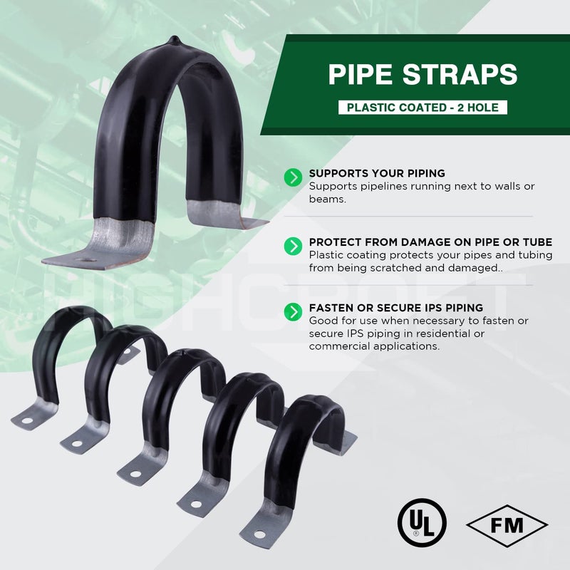 Highcraft Qqt-Q4-10 Two-Hole Pipe Strap U Bracket 4 Inch Plastic Coated Galvanized Steel-10 Pack - Image 3