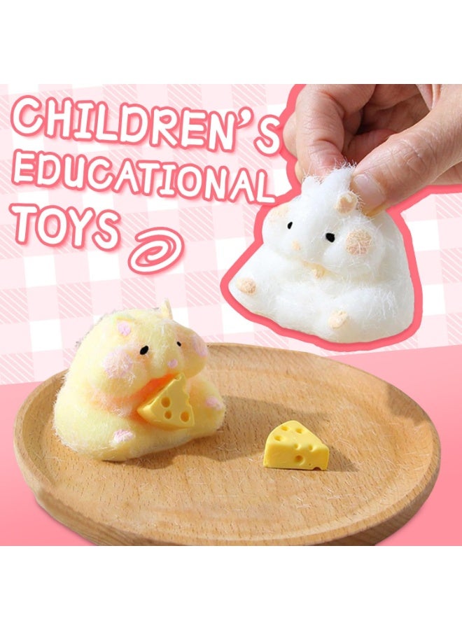 general 2pcs Squishy Hamster Squeeze Toys, Kawaii Squishies PVC Toys, Stress Relieving Fur Ball OPP Packaging Gifts for Kids Teenage Fidget Toys (2pcs Hamster) - Image 5