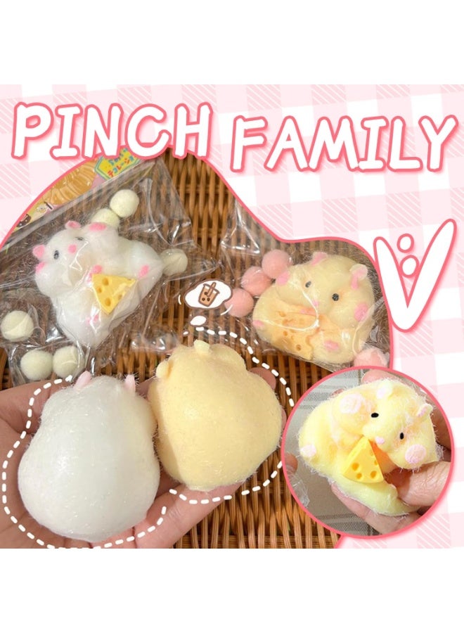 general 2pcs Squishy Hamster Squeeze Toys, Kawaii Squishies PVC Toys, Stress Relieving Fur Ball OPP Packaging Gifts for Kids Teenage Fidget Toys (2pcs Hamster) - Image 4