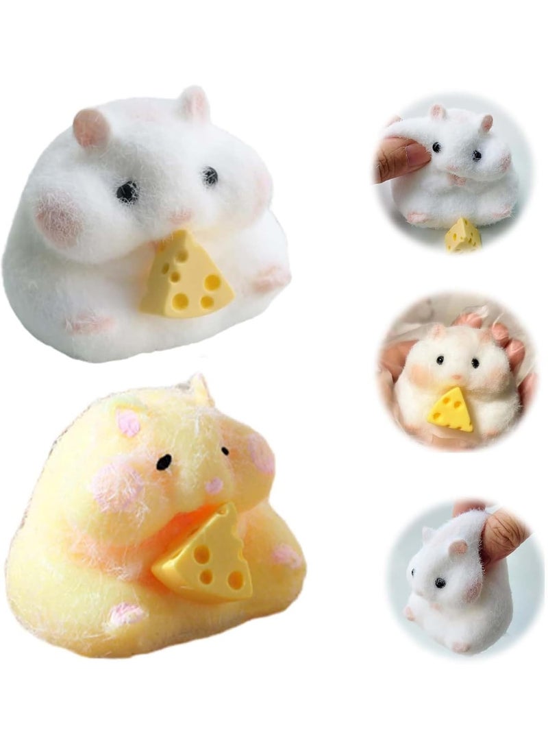 general 2pcs Squishy Hamster Squeeze Toys, Kawaii Squishies PVC Toys, Stress Relieving Fur Ball OPP Packaging Gifts for Kids Teenage Fidget Toys (2pcs Hamster) - Image 1