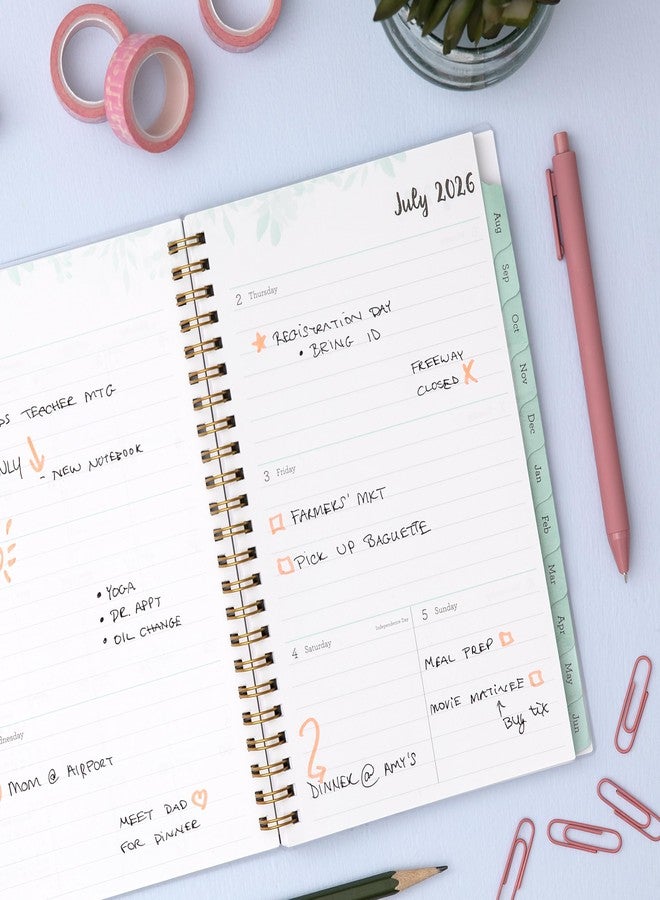 Blue Sky 2026-2027 Weekly and Monthly Academic Year Planner Calendar, July 2026 - June 2027, 5" x 8", Flexible Cover, Wirebound, Laminated Tabs, Laurel - Image 2
