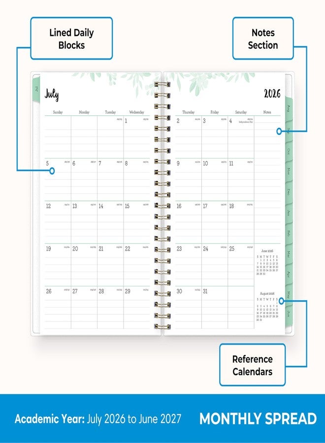 Blue Sky 2026-2027 Weekly and Monthly Academic Year Planner Calendar, July 2026 - June 2027, 5" x 8", Flexible Cover, Wirebound, Laminated Tabs, Laurel - Image 4