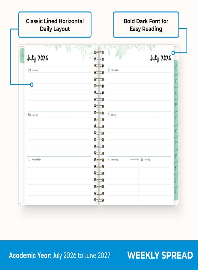 Blue Sky 2026-2027 Weekly and Monthly Academic Year Planner Calendar, July 2026 - June 2027, 5" x 8", Flexible Cover, Wirebound, Laminated Tabs, Laurel - Image 3