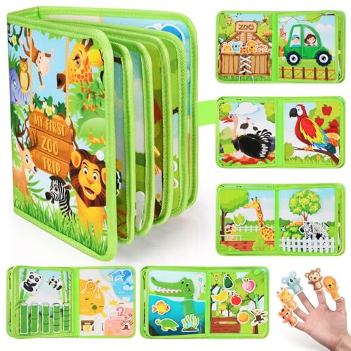 ASTEN Busy Book for Toddlers 13 Busy Board for 1 Year Old Montessori Toys Quiet Books Toddler Activity Board Educational Sensory Toys Birthday Gift for Girls Boys Travel Toy for Toddlers 24 Plane Car - Image 1