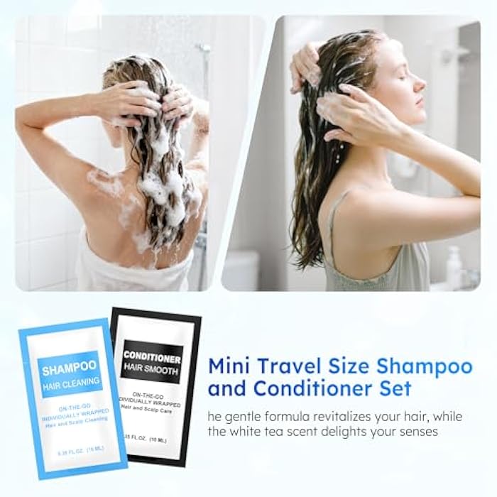 FAOEHN Travel Size Shampoo and Conditioner Set Packets Bulk Pack of 30,Individually Wrapped 0.35 fl oz (10 ml) Disposable Small Mini Hotel Size Toiletries Supplies for Guests,Homeless,Church,Resorts - Image 2