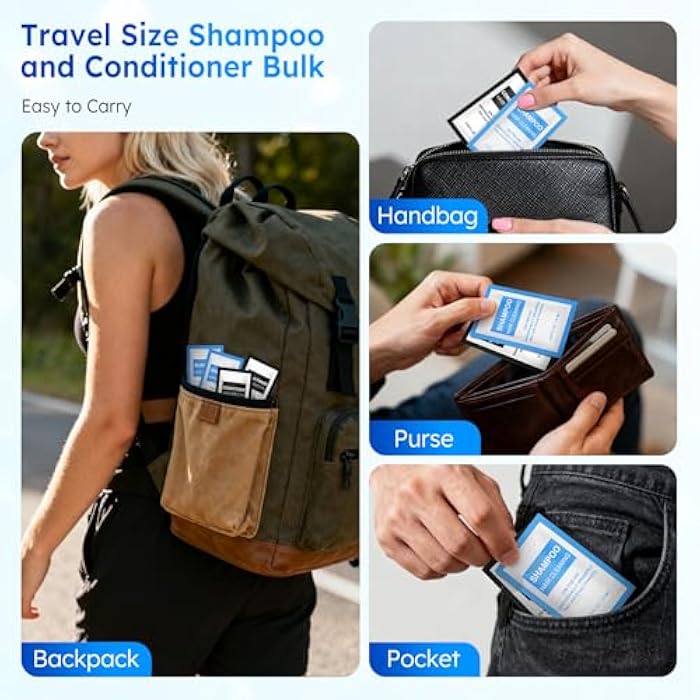 FAOEHN Travel Size Shampoo and Conditioner Set Packets Bulk Pack of 30,Individually Wrapped 0.35 fl oz (10 ml) Disposable Small Mini Hotel Size Toiletries Supplies for Guests,Homeless,Church,Resorts - Image 3
