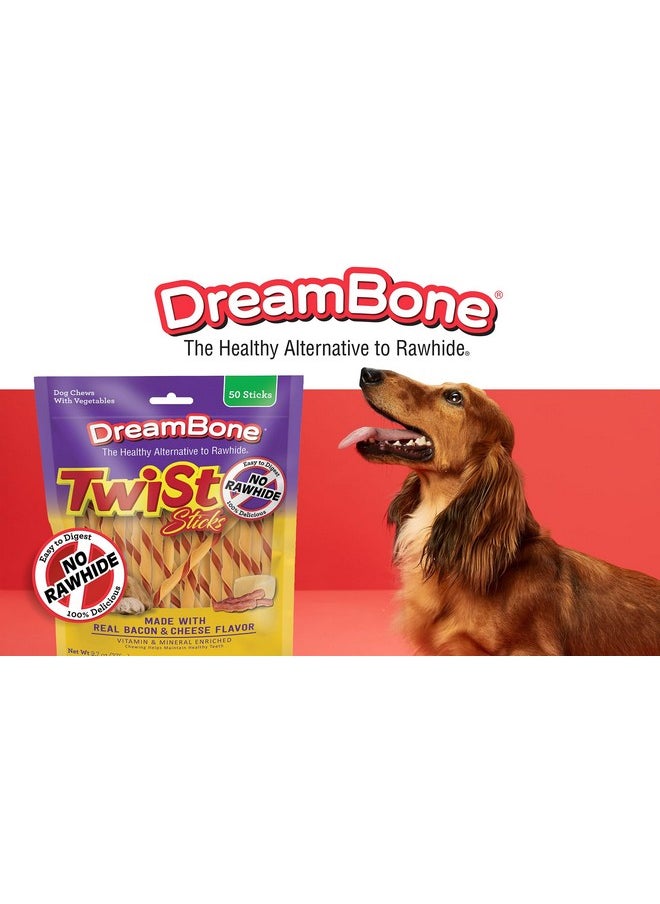 DreamBone Dreambone Twist Sticks with Real Bacon and Cheese Flavor 50 Count, Rawhide-Free Chews for Dogs (3 Pack)  - Image 3