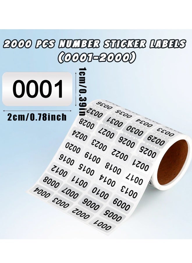 0001-2000 Consecutive Number Stickers Self Adhesive Waterproof Vinyl Inventory Classification Labels - Image 2