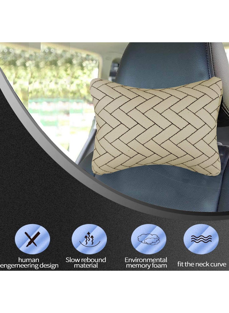 Adroitz SHOOLIN Beige Leathertte Material Neck Rest Cushion in ZigZag Design for Car_87  - Image 5