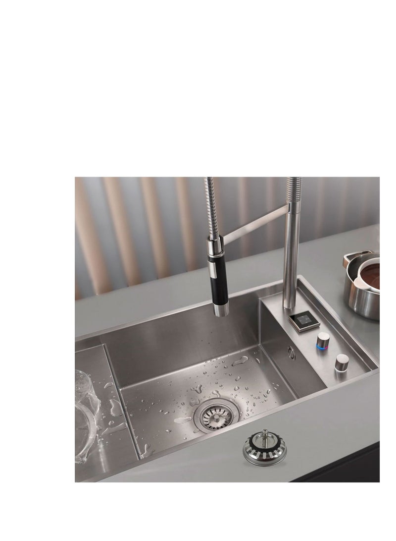 Captaintech Kitchen Sink Collection Stainless Steel Strainer, Kitchen Sink Basket Waste Plug Sink Accessories Sink Drain Strainer Assembly 114mm - Image 3