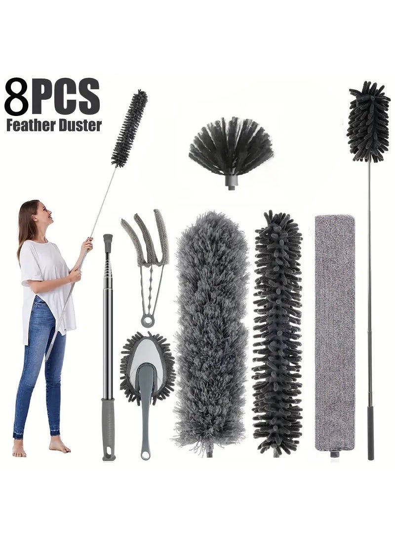 Extendable Duster for Ceiling Dusting and Home Cleaning Eight-piece set (boxed) 