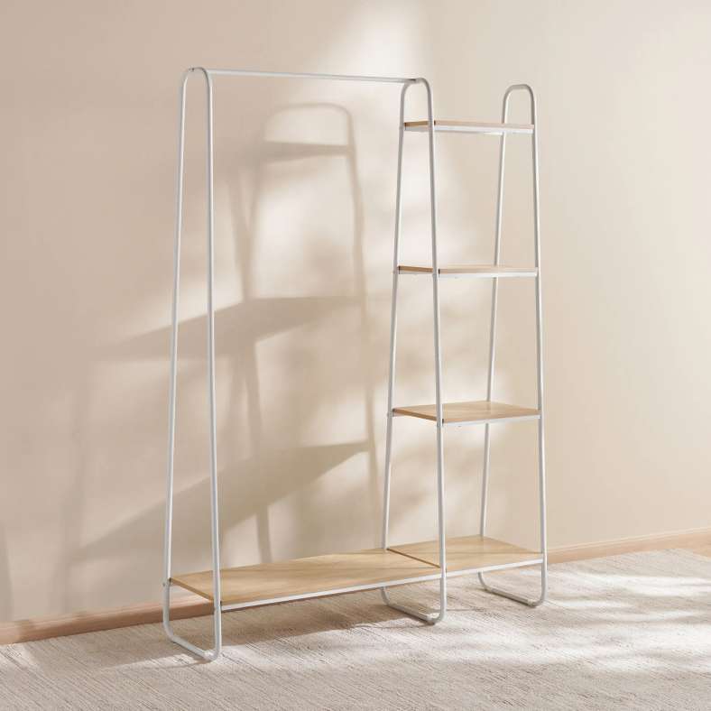 Pan Home Jimson 4-tier Shelf With Rack 126x40x180cm - White - 262HDL9900055 - Image 4