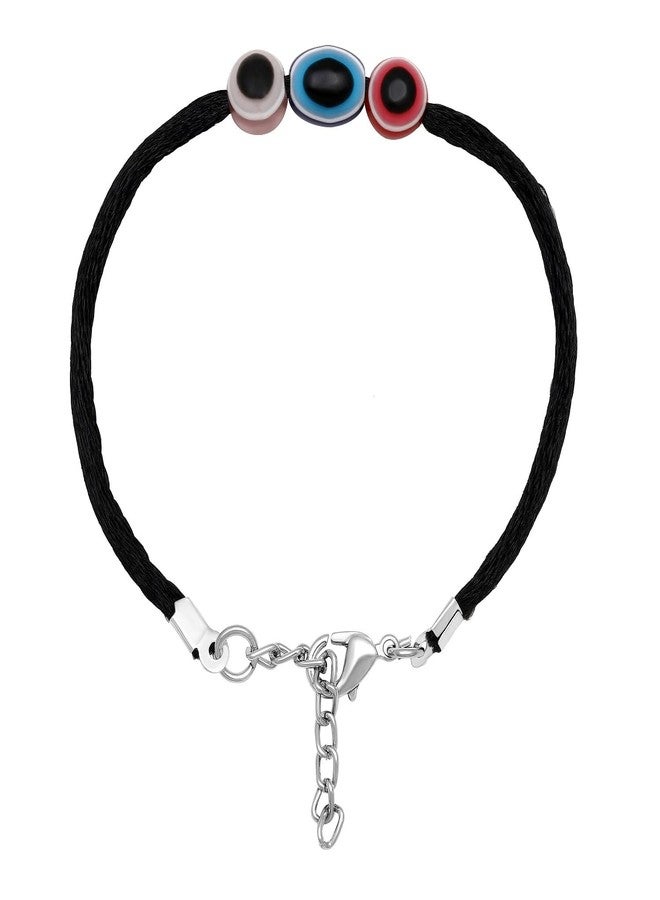 Mahi Evil Eye Adjustable Bracelet with Black Rope for Men and Women (BR1101039RMul) - Image 4
