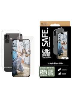 SAFE by PanzerGlass® 2-in-1 for Apple iPhone 16 Plus, Tempered Glass Screen Protector + Transparent TPU Case, 60% Recycled Glass, 100% Recycled Plastic, Crystal-clear screen coverage