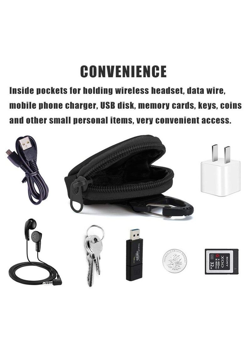KASTWAVE Outdoor Circle Carrying Key Holder Case Small Zipper Coin Purse Keychain Wallet, Professional EDC Pouch Accessories Case for Military Gear Bags, Little Change Wallet, Wireless Headset Pack, 3PCS - Image 2