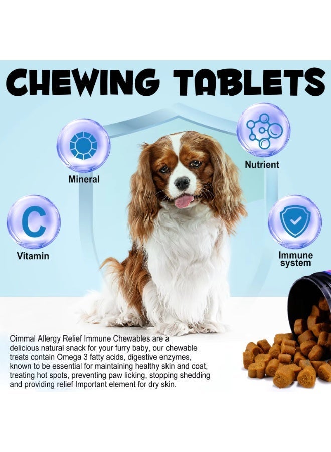 Oimmal 150 Pcs 375g  Allergy Relief Immune Chews, Dog Allergy Relief Chews, Dog Allergy Chews,Itch Relief for Dogs, Omega 3 Fish Oil + Pumpkin Enzymes + DHA for Dogs, Anti Hot Spots + Seasonal Allergies, Skin & Coat Immune Health Pet Care Supplies - Image 2