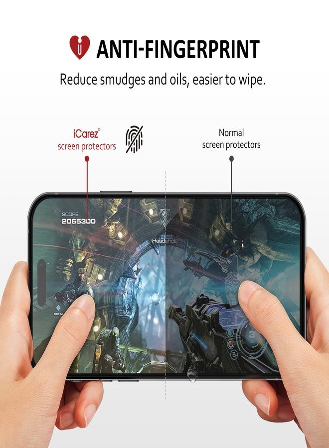 iCarez Tempered Glass Screen Protector for iPhone 16 Pro 6.3-inches 2024 [2-Pack] Case Friendly Full Coverage Tray installation Black Frame - Image 5