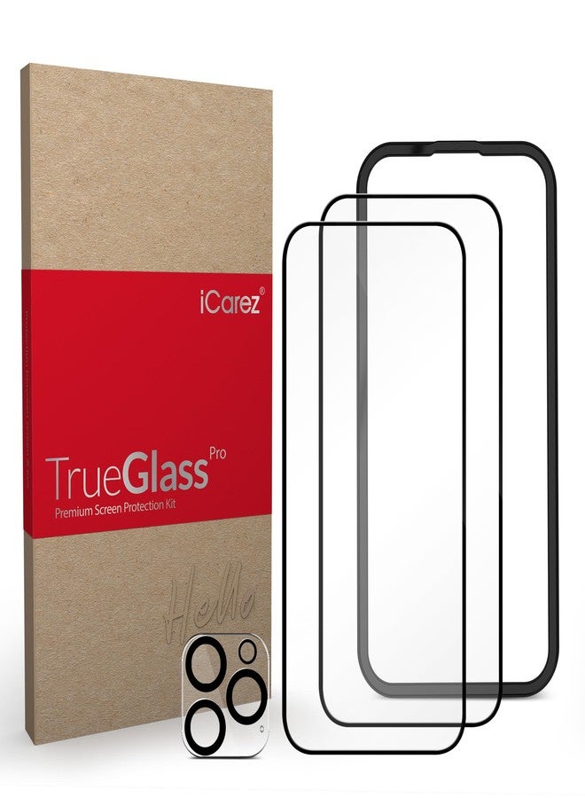 iCarez Tempered Glass Screen Protector for iPhone 16 Pro 6.3-inches 2024 [2-Pack] Case Friendly Full Coverage Tray installation Black Frame - Image 1