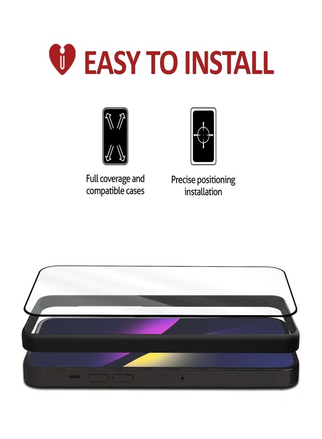 iCarez Tempered Glass Screen Protector for iPhone 16 Pro 6.3-inches 2024 [2-Pack] Case Friendly Full Coverage Tray installation Black Frame - Image 4