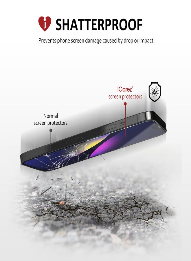 iCarez Tempered Glass Screen Protector for iPhone 16 Pro 6.3-inches 2024 [2-Pack] Case Friendly Full Coverage Tray installation Black Frame - Image 3