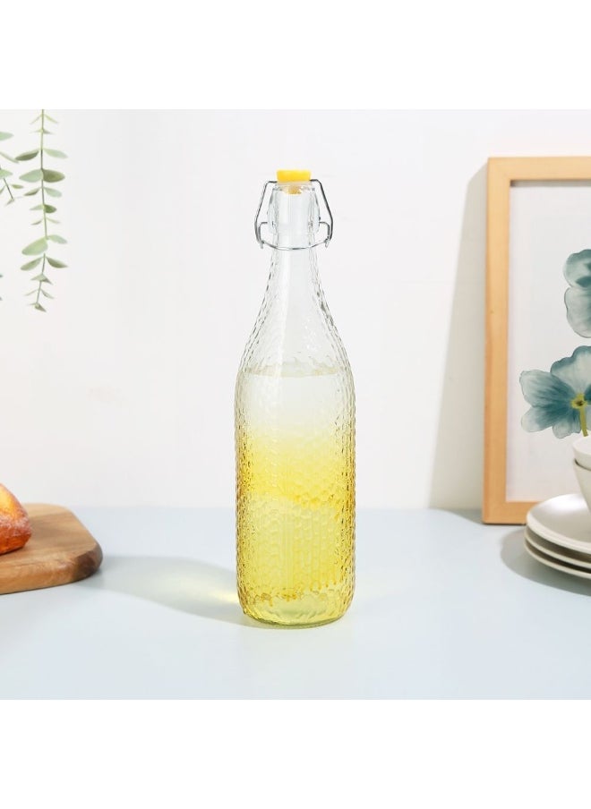 DANUBE HOME Danube Home Danube Essential Colored Glass Bottle Stylish And Durable Glass Bottle For Water Juices Beverages Leak Proof Design Ideal For Home Office Travel Use Yellow 1000Ml  - Image 1