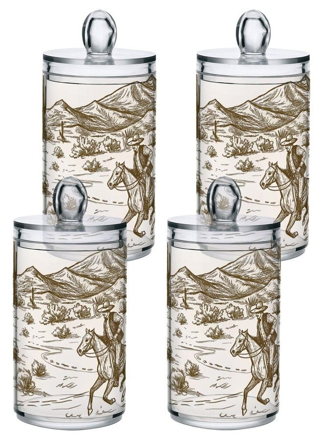 xigua Western Cowboy Qtip Holder 2 Pack, 14 oz Apothecary Jars Bathroom Vanity Organizer Canister for Qtips,Cotton Swabs,Cotton Balls,Cosmetic Pads,Flossers,Bath Salts - Image 2