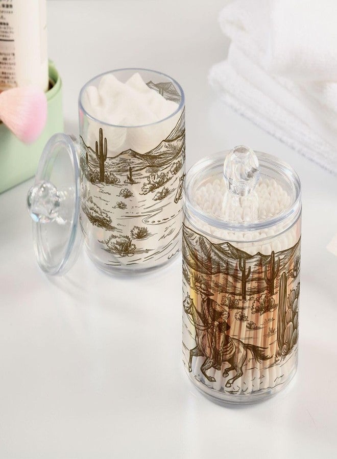 xigua Western Cowboy Qtip Holder 2 Pack, 14 oz Apothecary Jars Bathroom Vanity Organizer Canister for Qtips,Cotton Swabs,Cotton Balls,Cosmetic Pads,Flossers,Bath Salts - Image 5