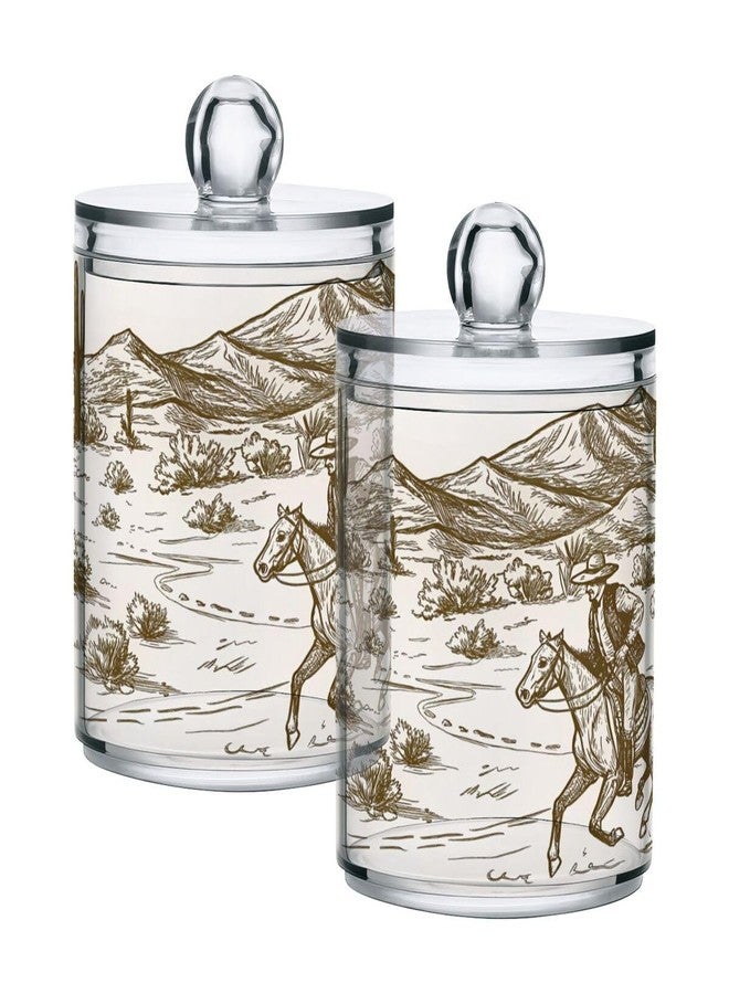 xigua Western Cowboy Qtip Holder 2 Pack, 14 oz Apothecary Jars Bathroom Vanity Organizer Canister for Qtips,Cotton Swabs,Cotton Balls,Cosmetic Pads,Flossers,Bath Salts - Image 1
