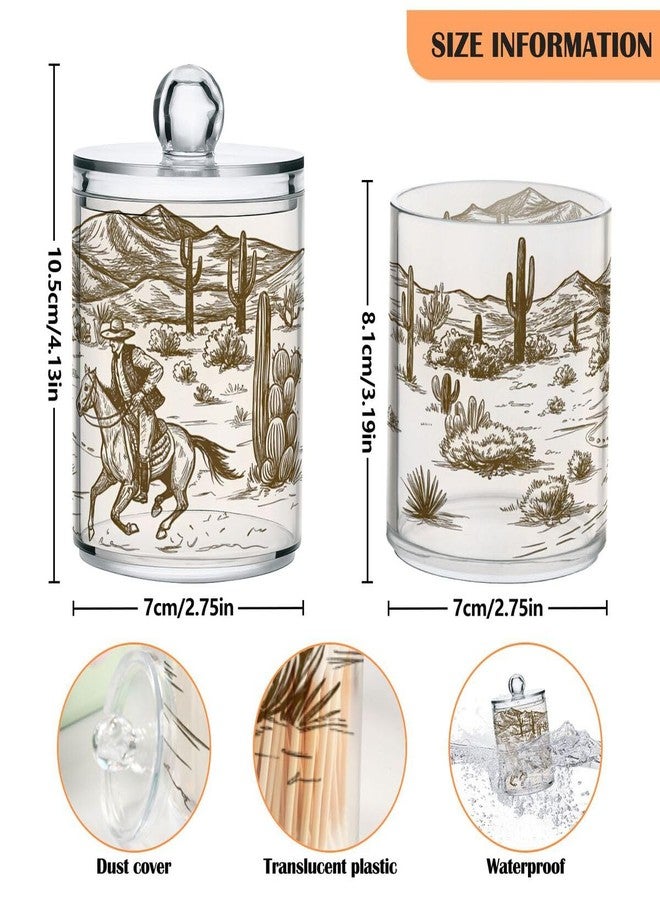 xigua Western Cowboy Qtip Holder 2 Pack, 14 oz Apothecary Jars Bathroom Vanity Organizer Canister for Qtips,Cotton Swabs,Cotton Balls,Cosmetic Pads,Flossers,Bath Salts - Image 3