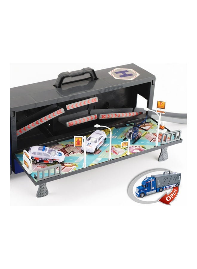 NIBEMINENT Container Tractor Parking Lot With 3 Alloy Cars multicolour 54x10.5x17cm - Image 3