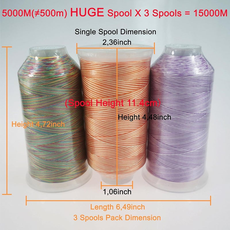 New brothreads - 40 Options- Various Assorted Color Packs of Polyester Embroidery Machine Thread Huge Spool 5000M for All Embroidery Machines -Variegated Colors 1 - Image 2