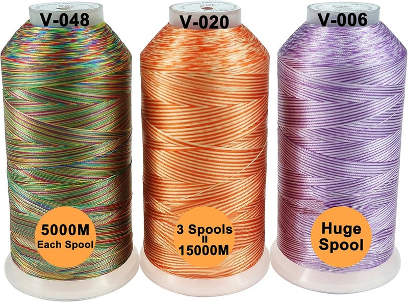 New brothreads - 40 Options- Various Assorted Color Packs of Polyester Embroidery Machine Thread Huge Spool 5000M for All Embroidery Machines -Variegated Colors 1 - Image 1