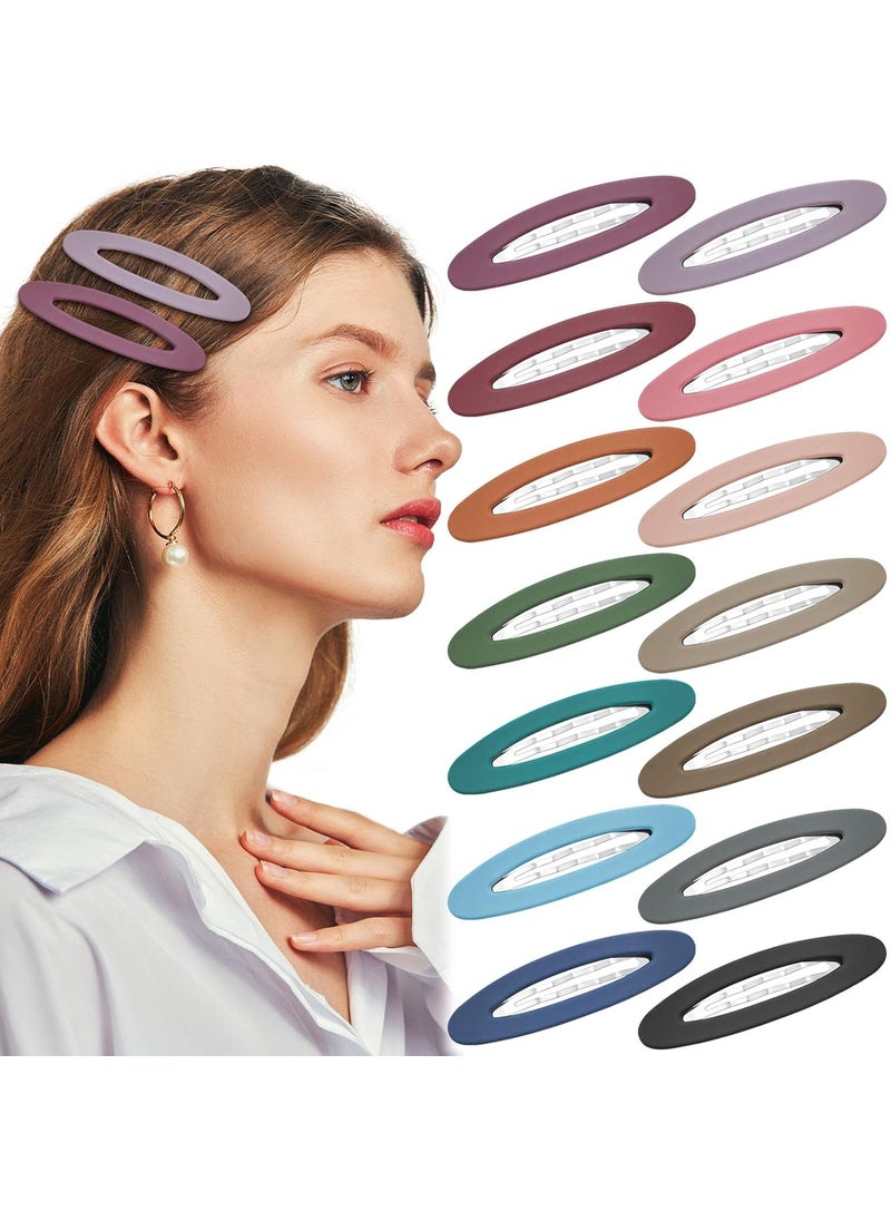 Aswewamt - Aswewamt 14 Pcs 335 Inch Oval Snap Hair Clips Matte Large Hair Barrettes Water Drop Shape Hair Pins Fancy Ellipse Hair Grips Decorative Hair Styling Accessories for Thick Thin Fine Hair Women Girls - Image 1