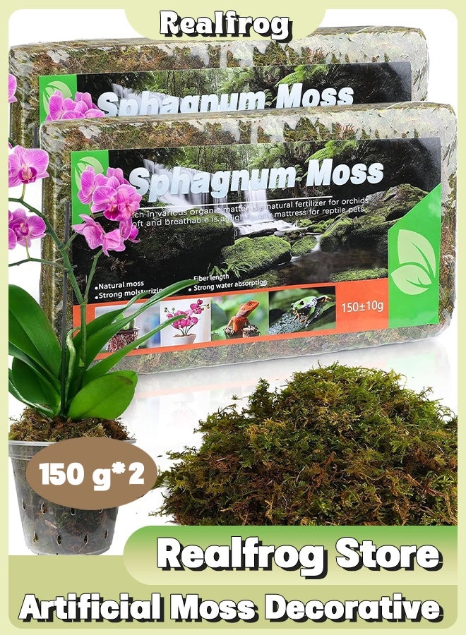 الضفدع الحقيقي 2 * 150 جرام من الطحالب الصناعية الخضراء المصنوعة يدويًا، طحالب الخث الاصطناعية المزروعة في أصيص، طحالب الأوركيد المزروعة في أصيص، طحالب الخث الاصطناعية المختلطة، عمود مصباح، زهور، ديكور زفاف - Image 1