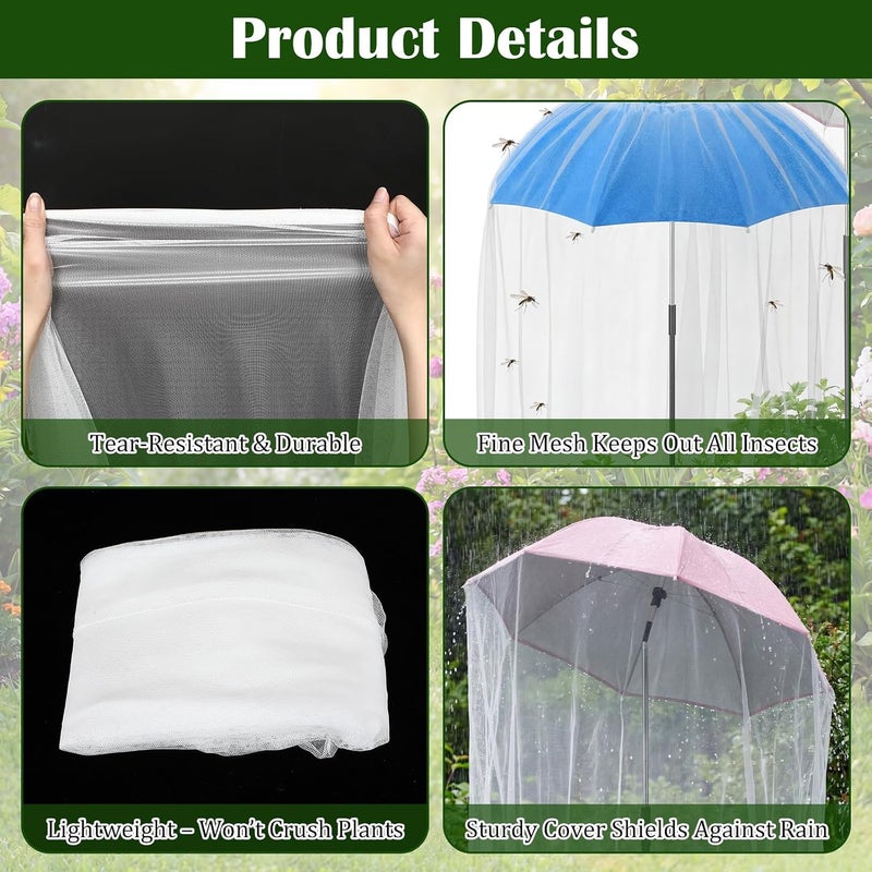 SilTriangle 3 Pack 2-in-1 Shade Plant Umbrellas with Net Cover 23.6 Inch Garden Cover Adjustable Sun Protection Umbrella Space Saving Garden Umbrella for Potted Plants Bed Flower Pot - Image 5