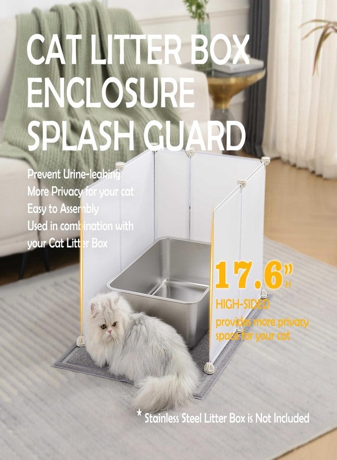 MEEXPAWS Cat Litter Box Enclosure Splash Guard Extra Large 28L × 21.5W x 18H inch, Light Weight Plastic Sheets with Cat Litter Mat Easy Clean (White) - Image 2