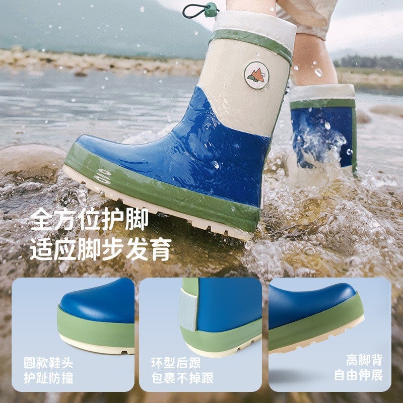 Lemon Baby Children'S Rain Boots Rubber Boys And Girls Anti-Slip Water Shoes Boys And Girls Long Tall Rain Boots For Primary School Students - Image 5