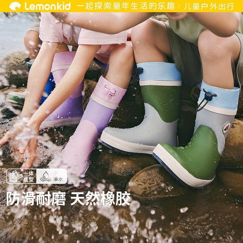 Lemon Baby Children'S Rain Boots Rubber Boys And Girls Anti-Slip Water Shoes Boys And Girls Long Tall Rain Boots For Primary School Students - Image 2