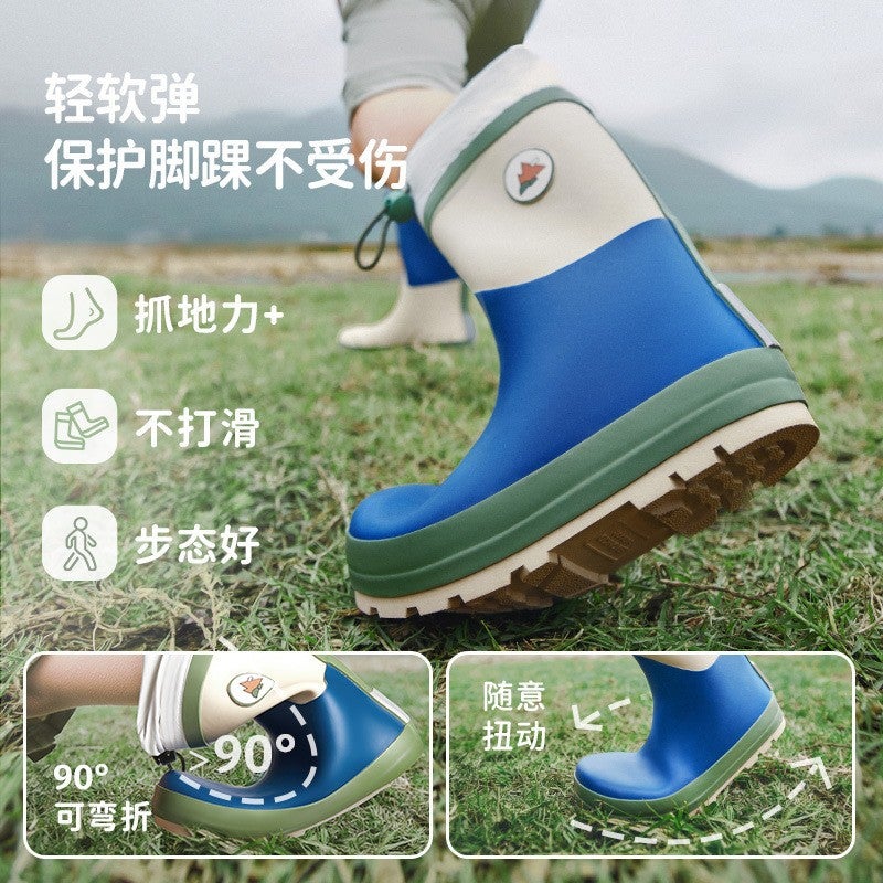 Lemon Baby Children'S Rain Boots Rubber Boys And Girls Anti-Slip Water Shoes Boys And Girls Long Tall Rain Boots For Primary School Students - Image 4