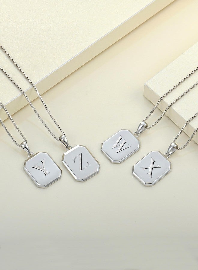 YL Initial Necklace 925 Sterling Silver Square Letter Pendant Y Alphabet Polished Jewelry for Women - Image 4