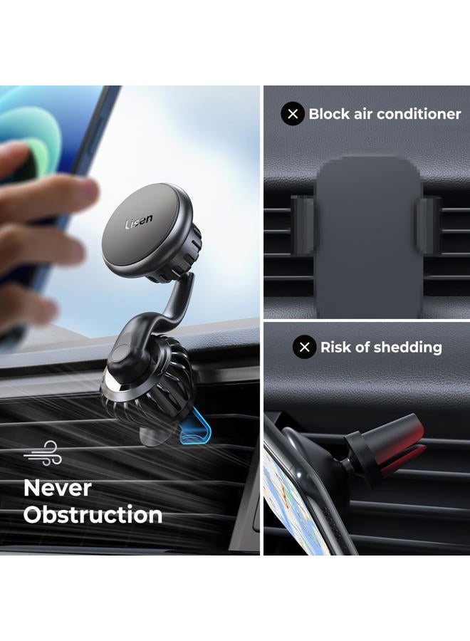 Magnetic Phone Holder for Car Mount Adjustable Phone Magnet for Car Enjoy Never Blocking Universal Air Vent Magnetic Car Cell Phone Holder Mount Fit for All 4”-13” Tablets & Smartphones