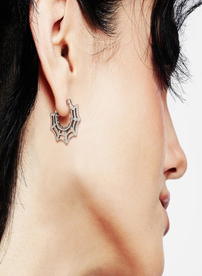 HZMAN Halloween Accessories Stainless Steel Spider Web Earrings for Women - Image 3
