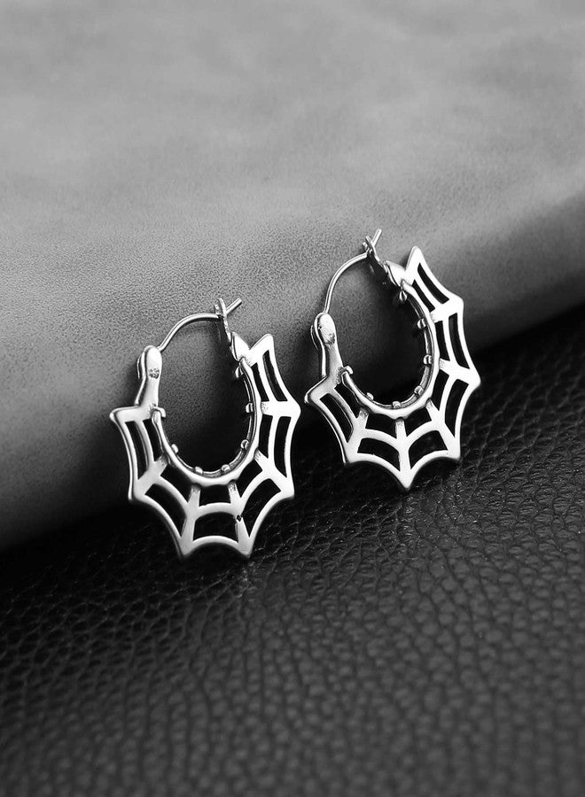 HZMAN Halloween Accessories Stainless Steel Spider Web Earrings for Women - Image 4