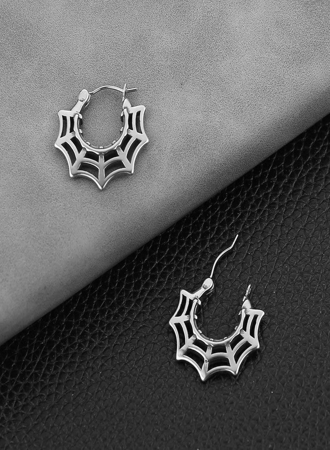 HZMAN Halloween Accessories Stainless Steel Spider Web Earrings for Women - Image 5