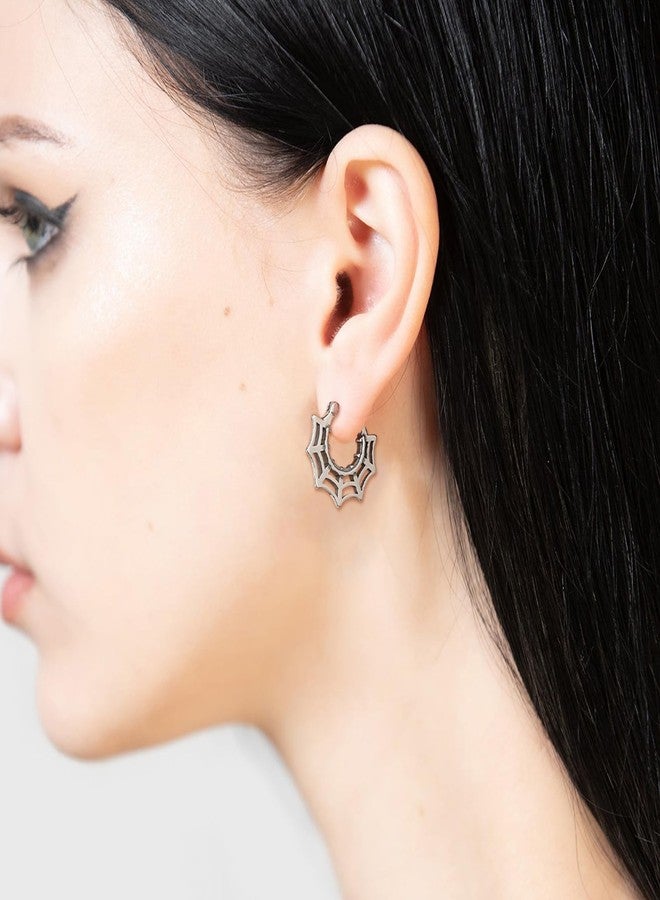 HZMAN Halloween Accessories Stainless Steel Spider Web Earrings for Women - Image 2