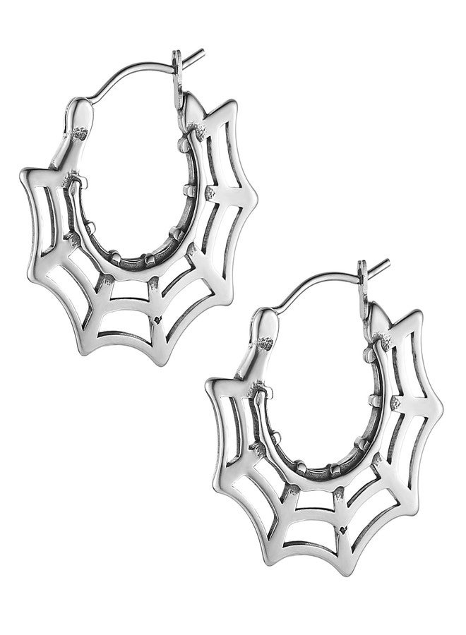 HZMAN Halloween Accessories Stainless Steel Spider Web Earrings for Women - Image 1