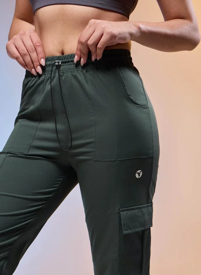 Technosport green Women Solid Slim Fit Sports Cargo Track Pants for Women | Best Price UAE
