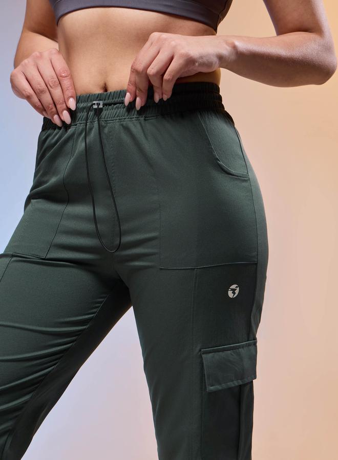 Technosport Women Solid Slim Fit Sports Cargo Track Pants - Image 4