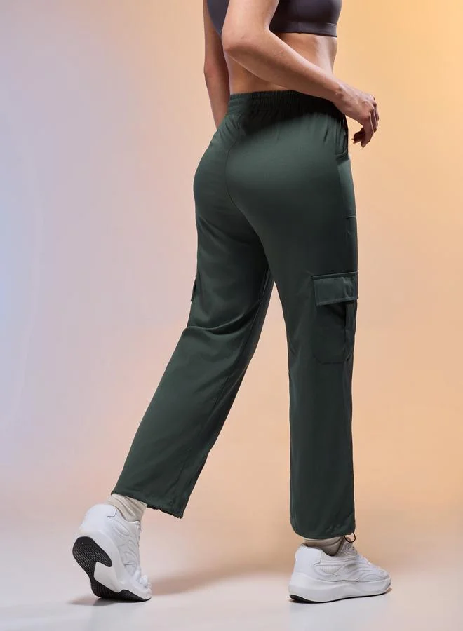 Technosport green Women Solid Slim Fit Sports Cargo Track Pants for Women | Best Price UAE