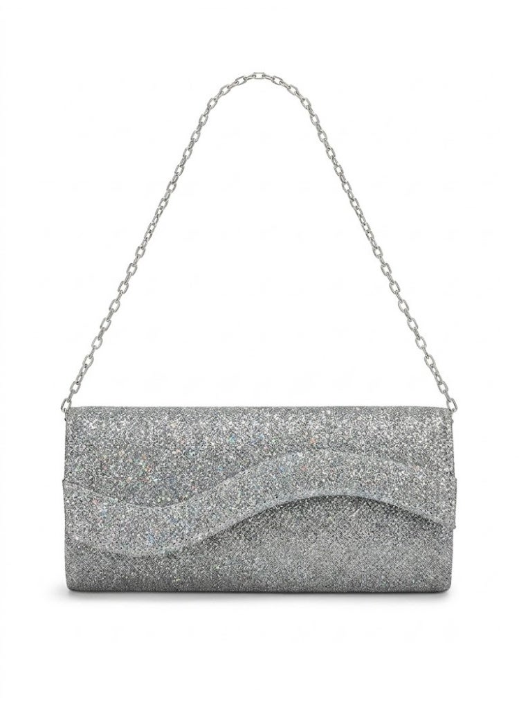 Vbranda Elegant evening clutch with a long rectangular shape, fully embellished with sparkling details VS-1-GRAY - Image 2